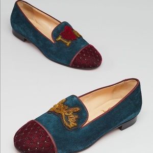 Christian Louboutin Suede and Velvet Loafers